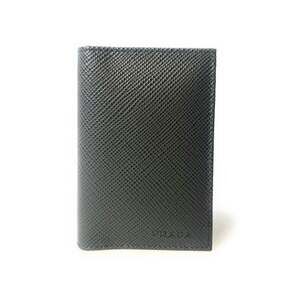 Prada Mens Saffiano Leather Vertical Card Black Holder Bifold